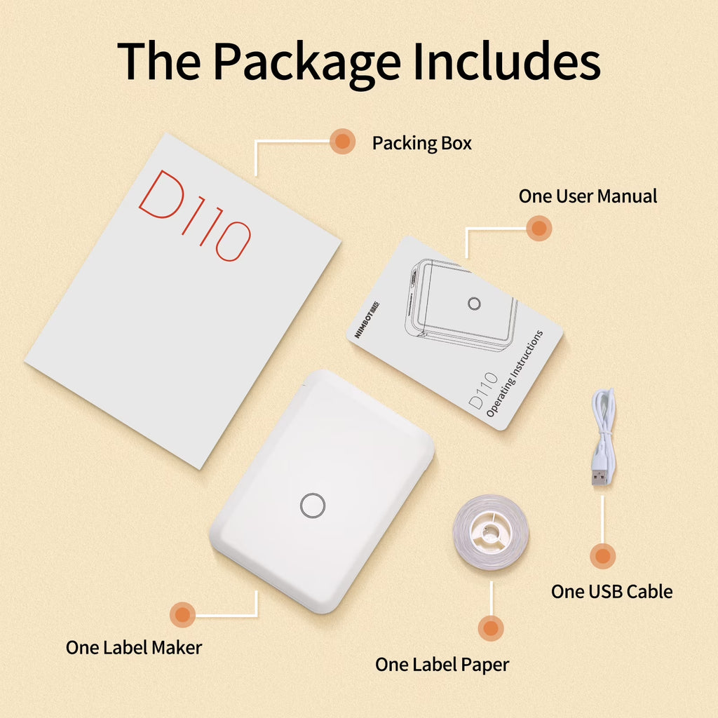 Label Maker D110 Portable Label Printer Inkless Labeler Sticker Bluetooth Label Maker Machine