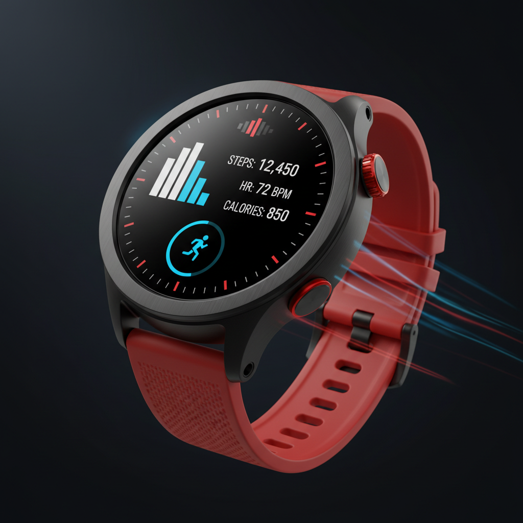 Smart Watch Ultra with AMOLED display and red accents