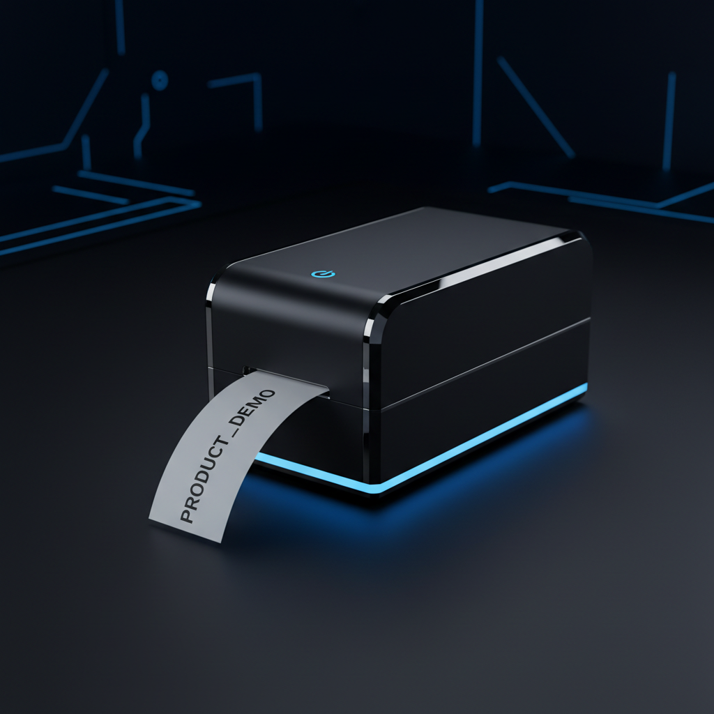 VoltEdge D110 Bluetooth Label Maker on dark surface with blue accent lighting