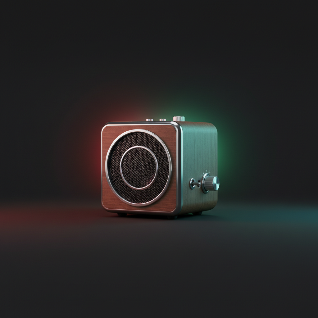 Retro Bluetooth Speaker futuristic studio shot